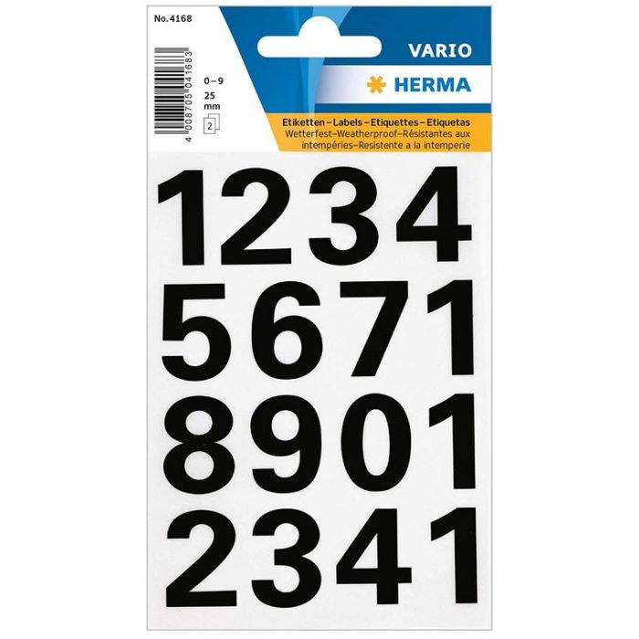Etiquettes de chiffres noirs autocollants - 25 mm HERMA 4168