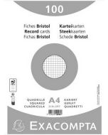 Fiches Bristol quadrillées sous film - 210 x 297 mm - Blanc EXACOMPTA Lot de 100