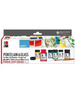 Peinture pour porcelaine - 15 ml - Assortiment MARABU Porcelain et Glass Glossy Lot de 6