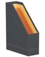 Porte-revues en simili cuir - Dos de 95 mm - Noir/Orange RHODIA