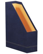 Porte-revues en simili cuir - Dos de 95 mm - Noir/Orange RHODIA