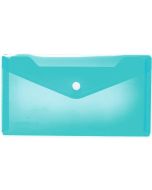 Pochette enveloppe DL à bouton-pression - Bleu clair transparente HERMA