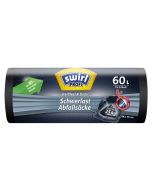 Lot de 10 Sacs Poubelle avec bande de fixation - 60 litres - Noir SWIRL