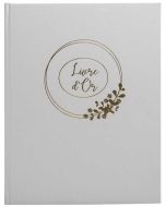 Livre d'or - 270 x 220 mm - 100 pages - Blanc : EXACOMPTA Ringflower couverture or