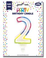 Bougie d'anniversaire Chiffre 0 pailletée - 75 mm CLAIREFONTAINE