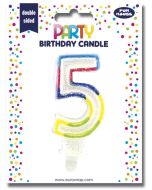 Bougie d'anniversaire Chiffre 0 pailletée - 75 mm CLAIREFONTAINE