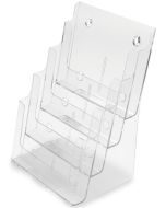 Porte-brochures incliné - 4 compartiment - A4 portrait DEFLECTO
