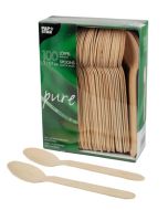 Fourchettes jetables en bois : PAP STAR Pure Lot de 100 Visuel