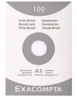 Fiches Bristol quadrillées - 148 x 210 mm - Blanc : EXACOMPTA
