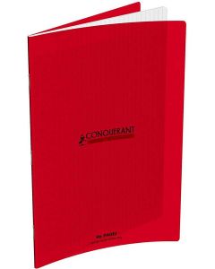 Cahier 96 pages Grands carreaux 24 x 32 cm - Polypro Rouge CONQUERANT