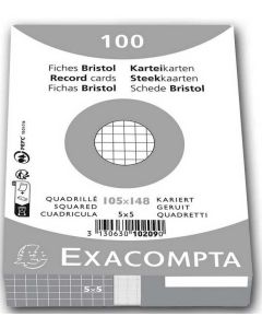 Fiches Bristol quadrillées sous film - 105 x 148 mm - Blanc EXACOMPTA Lot de 100
