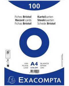 Fiches Bristol unies sous film - 210 x 297 mm - Blanc EXACOMPTA Lot de 100