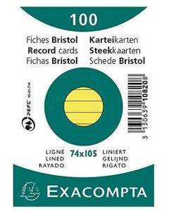 Fiches Bristol lignées sous film - 74 x 105 mm - Jaune EXACOMPTA Lot de 100