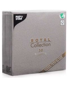 Photo PAP STAR : Lot de 50 serviettes en papier unies 400 x 400 mm - ROYAL Collection - gris 10822