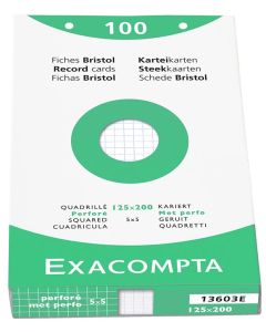 Photo Fiches Bristol quadrillées et perforées - 125 x 200 mm - Blanc EXACOMPTA Image