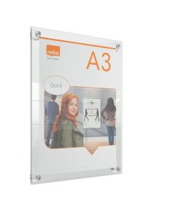 Porte Affiche à Ventouses - Acrylique Transparent - A3 - 348 x 471 mm : NOBO Premium Plus image