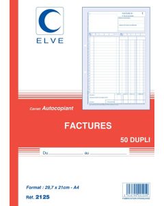 FACTURE : Carnet autocopiant Dupli - 297 x 210 mm 2125 Elve