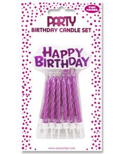 Bougies d'anniversaire Happy Birthday - 75 mm - Rose CLAIREFONTAINE