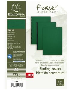 Couverture pour Reliure A4 - Carton - Vert foncé EXACOMPTA Lot de 100 Visuel