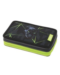 Étui scolaire double Wild Life - Vert/Noir - 23 pièces HERLITZ