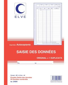 Saisie de Données comptables Carnet autocopiant ELVE 3101 Manifold