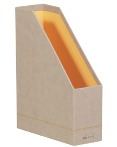 Porte-revues en simili cuir - Dos de 95 mm - Noir/Orange RHODIA