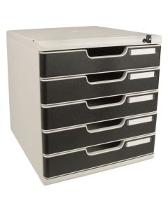 Module de rangement 5 tiroirs - Verrouillable à clé - Modulo - Gris/Noir : EXACOMPTA Office image
