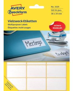AVERY : Etiquettes adhésives 38 x 24 mm - Blanc 3325