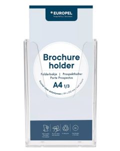 Porte-brochures mural 1/3 A4 - 1 compartiment - Transparent EUROPEL