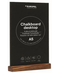 Présentoir de Table - A5/Portait - Ardoise avec socle en bois de Pin : EUROPEL image