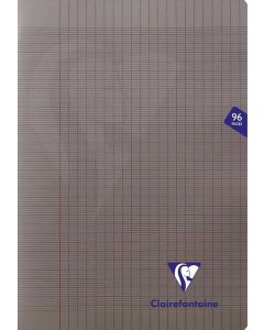 Cahier A4 - 96 pages - Grands Carreaux - Gris CLAIREFONTAINE Mimesys