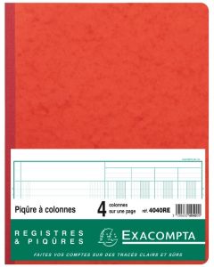 Registre 4 colonnes - 320 x 250 mm - Rouge EXACOMPTA 4040RE Image