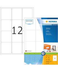 Étiquettes adhésives - 63,5 x 72 mm - Blanc : HERMA Premium Lot de 1200 Illustration