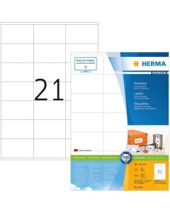Étiquettes adhésives - 70 x 42 mm - Blanc : HERMA Premium Lot de 2100 Image