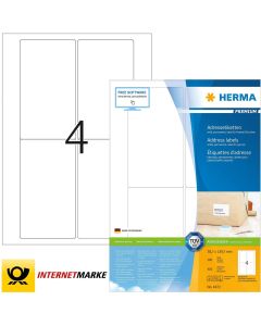 Étiquettes adhésives - 78,7 x 139,7 mm - Blanc : HERMA Premium Lot de 400 Image