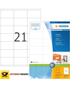 Étiquettes adhésives - 70 x 41 mm - Blanc : HERMA Premium Lot de 2100 Image