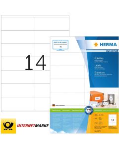 Étiquettes adhésives - 105 x 41 mm - Blanc : HERMA Premium Lot de 1400 Image