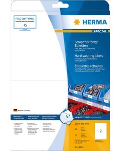 Étiquettes adhésives plastifiées - 210 x 148 mm - Très résistantes HERMA 4693 