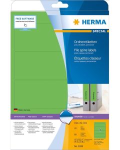 Etiquettes pour dos de classeur - 61 x 192 mm - Vert : HERMA 5099