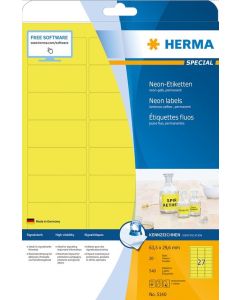 Étiquettes adhésives - Jaune fluorescent - 63,5 x 29,6 mm HERMA 5140