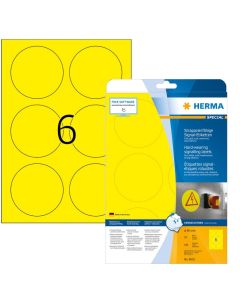 Étiquettes adhésives de signalisation - Jaune - diamètre 85 mm HERMA 8035 Signal