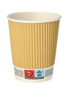 Gobelets jetables en carton - 0,20 L - Beige PAPSTAR Pure Ripple Wall Lot de 25