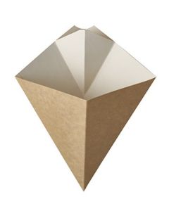 Photo Cornet à frites avec compartiment à sauce - 165 x 195 mm PAP STAR Pure