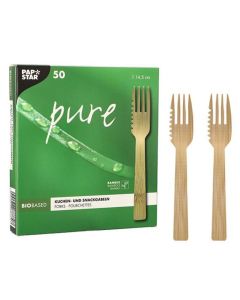 Fourchettes à gâteau jetables en bois PAP STAR Pure Lot de 50