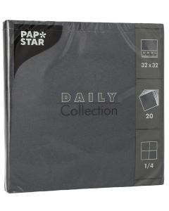 Serviettes de table en papier - 320 x 320 mm - Noir PAP STAR Daily