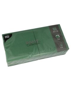 Lot de 150 Serviettes de table unies - Vert foncé PAP STAR