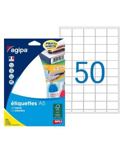 AGIPA 114084 Étiquettes adhésives 19 x 25 mm - Blanc