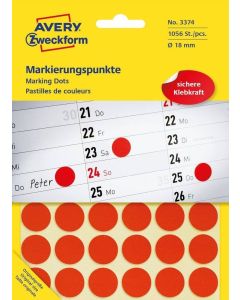 AVERY Lot de 1056 pastilles adhésives 18 mm - Rouge