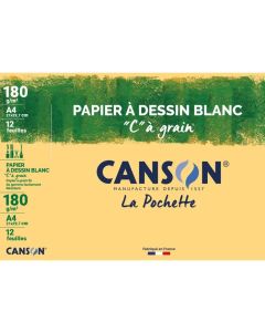 Papier à dessin Blanc à grain 180 g - A4 CANSON Lot de 12