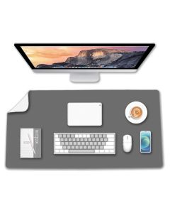 Sous-main double face - 80 x 40 cm - Simili cuir Gris / Blanc DEFLECTO